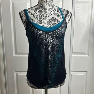Lucky In Love Black Blue Silver Tank Top Bra XS